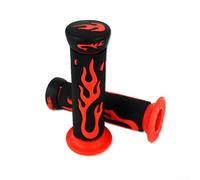 Empuñaduras con patrón de llama de 22 mm para manillar de motocicleta 7/8 fabricadas con goma suave resistente al desgaste para un manejo fiable y mejora visual (rojo-negro)