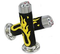 Empuñaduras de goma para motocicleta de cross de 7/8 pulgadas con patrón de calavera de llama, reducción de vibración para motocross, enduro y scooter, 22 mm (amarillo)