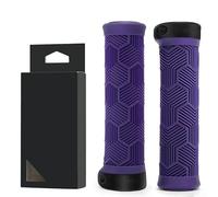Empuñaduras de goma TPR suave para manubrio de bicicleta, empuñaduras antideslizantes de 22.2 mm para bicicletas de carretera de montaña, cubiertas ligeras y cómodas para extremos de barra (morado)