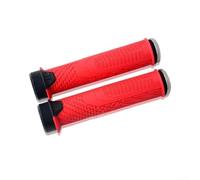 Empuñaduras de manillar de bicicleta con anillo de bloqueo antideslizante de goma TPR para bicicleta de montaña de 22.2 mm, barra recta, cómoda absorción de vibraciones, textura ple, opciones (rojo)