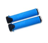 Empuñaduras de manillar de bicicleta con anillo de bloqueo antideslizante TPR goma para bicicleta de montaña 22.2 mm barra recta cómoda absorción de vibraciones textura opciones de ple (azul)