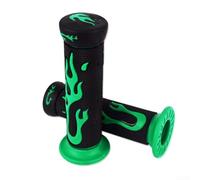 Empuñaduras de manillar de motocicleta de 7/8 pulgadas TPR patrón de llama para Honda para Kawasaki para BMW, cubierta de mango de goma para bicicleta eléctrica (verde-negro)
