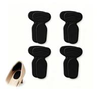 Empuñaduras de talón para zapatos demasiado grandes, 4 pares, almohadillas de talón para mujeres y hombres, forros de cojín en forma de T, protectores de talón finos que evitan resbalones y ampollas