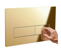 Empyreal placa actuador reemplazo panel frontal de cisterna de inodoro, con juego de varillas de descarga y marco de fijación, para Geberit Sigma 01,20,30, descarga doble (Cromado Dorado)