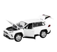 EMRGAZQD Réplica De Coche Vehículos De Motor 1/24 For Toyota RAV4 SUV Modelo Terminado A Escala Vehículos Todoterreno Fundidos A Presión con Sonido Y Luz Coche Modelo a Escala(White)