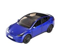 EMRGAZQD Réplica De Coche Vehículos De Motor 1/24, Modelo For Tesla Y Modelos De Aleación Fundida Coche con Luz De Sonido Función De Extracción Trasera Regalos Colección Coche Modelo a Escala(Blue)