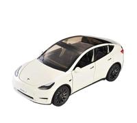 EMRGAZQD Réplica De Coche Vehículos De Motor 1/24, Modelo For Tesla Y Modelos De Aleación Fundida Coche con Luz De Sonido Función De Extracción Trasera Regalos Colección Coche Modelo a Escala(White)