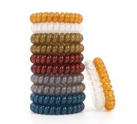 Emrlyr Lazos para el pelo en espiral que no dañan el pelo, para coletas, cordón elástico impermeable para mujeres y niñas, 12 unidades (serie oscura con textura gelatina)