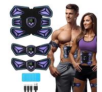 EMS Electroestimulador Muscular, ABS Muscular Abdominales Cinturón, USB Reciclable Masajeador Eléctrico con 10 Hidrogeles de Repuesto, Abdomen/Brazo/Pierna, 6 Modos & 15 Intensidades (Escarabajo)