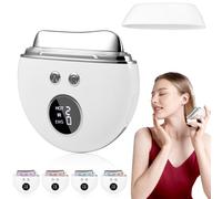Ems Gua Sha, Masajeador Facial Eléctrico Gua Sha, 4 Modos + 9 Temperaturas de Engranaje, Lámpara de Luz Roja Azul Púrpura Ems Gua Sha con Dispositivo Antiarrugas de Calor y Vibración para Mujeres