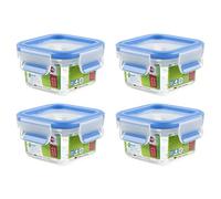 EMSA 508535 Clip & Close - Tarro cuadrado (200 ml, 4 unidades), transparente y azul