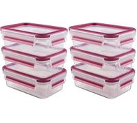 Emsa 515582 - Recipiente plástico, 3 x 0,55 L, Color Transparente y Rosa (Paquete de 2)