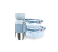 Emsa beYou oneClick, Office Set Big, Recipientes oneClick 0,5 L y 1,20 L, Taza beYou Cup 0,36 L, 100% a prueba de fugas, azul, N2195450