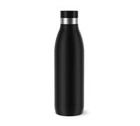 Emsa N3110900 Bludrop Color - Botella de agua (0,7 L, 100 % hermética, cierre Quick-Press, diseño ergonómico de 360°, 12 horas calientes, 24 horas frías, apta para lavavajillas, acero inoxidable), color negro