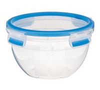 EMSA Caja Redonda de 1,1 litros Clip & Close, Cristal, Transparente/Rojo, 35 x 25 x 10 cm