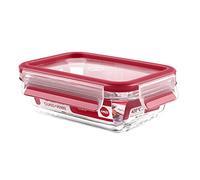 Emsa Clip&Close 513918 - Conservador Hermético de Cristal de borosilicato Rectangular de 0,5L, higiénico, no retiene olores ni sabores 100% Libre de BPA