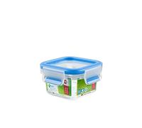 Emsa Clip & Close Conservador Hermético de Plástico Cuadrado, higiénico, no retiene olores ni sabores, certificación "Baby care", Transparente y Azul