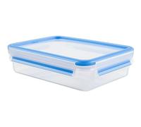 Emsa Clip & Close Conservador Hermético de Plástico Rectangular, Transparente y Azul, 1.2 L (22.8 x 16.7 x 6.1 cm)