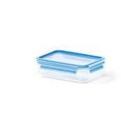 Emsa Clip & Close Conservador Hermético de Plástico Rectangular de 0,8 L, Transparente y Azul