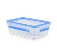 Emsa Clip & Close Conservador Hermético de Plástico Rectangular de 0,8 L, certificación "Baby care", Transparente y Azul