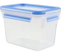 Emsa Clip & Close Conservador Hermético de Plástico Rectangular de 1,1 L, certificación Baby care, Transparente y Azul (Paquete de 6)