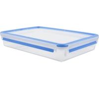 Emsa Clip & Close Conservador Hermético de Plástico Rectangular, Transparente y Azul, 2.6 L (32.7 x 22.7 x 6 cm)