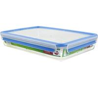 Emsa Clip & Close Conservador Hermético de Plástico Rectangular, Transparente y Azul, 2.6 L (32.7 x 22.7 x 6 cm)