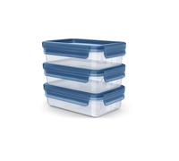 Emsa Clip & Close Eco N1171700 - Juego de 3 recipientes herméticos (0,8 L, ecológicos, a prueba de fugas, higiénicos, aptos para microondas, congelador, lavavajillas, sin bisfenol A), color azul