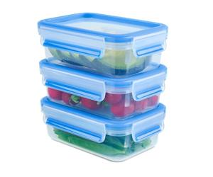 Emsa Clip&Close Fresh - Set de 3 Recipientes Herméticos Plástico de 0,55 L, higiénico, no olores ni sabores, apto lavavajillas y microondas, certificado Baby Care