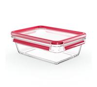 Emsa Clip&Close - Hermético de Cristal rectangular de polipropileno, higiénico, no retiene olores ni sabores 100% libre de BPA, apto para congelador y microondas, apto para lavavajillas