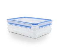 Emsa Clip&Close - Set de 3 Conservadores Herméticos de Plástico Rectangular 1L con sistema apilable y colector de jugos, higiénico, no retiene olores ni sabores 100% libre de BPA