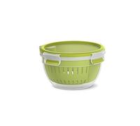 Emsa Clip & Go N10722 - Caja para frutas (1,1 L, incluye colador para una frescura más duradera, 100% hermética, con junta fresca, transparente, verde claro, fabricado en Alemania)