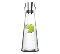 Emsa Flow Slim - Jarra refrigeradora de 1 l, de Cristal y Acero Inoxidable, Tapa con Cierre hermético Que no Permite la Entrada de Insectos, Hojas, Disco refrigerador en la Base