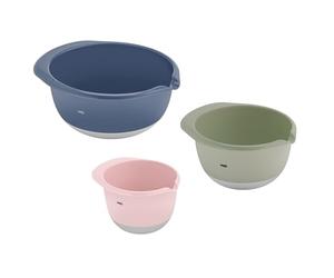 EMSA K324S3 Prep&Bake - Juego de 3 cuencos mezcladores de plástico, 1,4 + 2,8 + 4,7 L, base antideslizante | Estabilidad ideal | Labio vertedor para un vertido preciso y limpio | Apto para