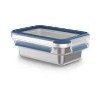 Emsa N11503 - Recipiente rectangular de acero inoxidable con cierre de clip y cierre, 0,5 L, sostenible, ligero, acero inoxidable, a prueba de fugas, a prueba de heladas, apto para lavavajillas, apto
