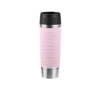 Emsa N20227 Travel Mug Wave - Vaso térmico (0,5 L, cierre de rosca, acero inoxidable, 6 horas de calor y frío durante 12 horas, 100% hermético, apto para lavavajillas, apertura de 360°, color rosa