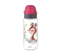 EMSA N30333 Kids Tritan Botella | Capacidad: 0,5 litros | 100% seguro/práctica/higiénica/hermética/inofensiva | Cierre inteligente | Robusta | Diseño: ciervo transparente con diseño de ciervo