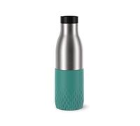 Emsa N31106 Bludrop - Botella con funda para beber, 0,5 litros, 100% a prueba de fugas, cierre rápido, ergonómico 360°, 12 horas de calor, 24 horas, apto para lavavajillas, acero inoxidable, gasolina