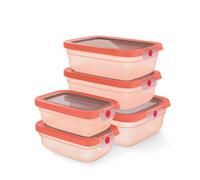 Emsa oneClick, Contenedor Para Alimentos, Sistema One-Click, Frescos 2x Más Tiempo, 100% Hermético, Made in Germany, Juego 5 Piezas Naranja, 2x 0,50 L, 2x 1,20 L, 1x 2,30 L, N1231000