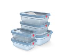 Emsa oneClick, Contenedor Para Alimentos, Sistema One-Click, Frescos El Doble De Tiempo, 100% Hermético, Fabricado En Alemania, Set 5 Piezas Azul 2x 0,50 L, 2x 1,20 L, 1x 2,30 L, N1230900