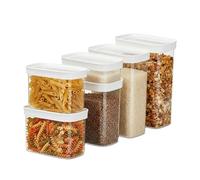Emsa Optima Dry Food - Set 7 Recipientes Herméticos de Plástico Rectangular, higiénico, fácil apilamiento, tapa cierre a presión y bordes antideslizantes, sin BPA, apto lavavajillas