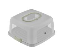 Emsa Prep&Bake K3267034 - Caja rectangular para tartas (37 x 33 cm, asa de transporte, cortador, transparente y verde)