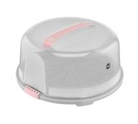 EMSA Prep&Bake K3268434 - Caja redonda para tartas (34 cm de diámetro, asa de transporte, cortador, transparente y rosa)