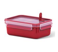 EMSA - Recipiente hermético para Almuerzo, Caja con Compartimentos, con Cierre, para microondas, plástico, Rojo, 1,0 l mit Einsätzen