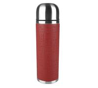Emsa Termo Senator Sleeve 515715 con taza integrada, 1 L, acero inoxidable/silicona, plateado/rojo