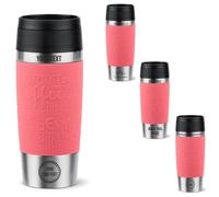 Emsa Taza de viaje con grabado, 360 ml, taza térmica personalizada con nombre o logotipo, taza térmica para café y té para llevar, acero inoxidable, cierre Quick Press, 100% a prueba de fugas (coral)