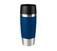 Emsa Travel Mug, Taza Térmica Clásica 0,36 L, Aislamiento Al Vacío De Doble Pared, Mantiene 4 h Caliente Y 8 h Fría, Bebida 360°, Funda Soft-Touch, Acero Inoxidable, Azul, 513357