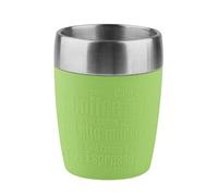 Emsa Travel Mug - Taza térmica de 0,2 l, mantiene la temperatura, acero inoxidable con base antideslizante y zona de agarre de silicona con letras grabadas, color verde
