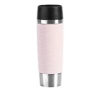 Emsa Travel Mug Waves Grande N20120 - Vaso térmico (0,5 L, hasta 6 horas de calor y frío durante 12 horas, 100% hermético, apertura de 360°, cierre de presión rápida), color rosa