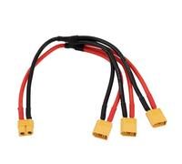 EMSea 1 Cable de Extensión con Conector XT60 Hembra A Triple Macho Cable de Extensión Adaptador de Enchufe XT60 Hembra de 12 AWG A 3 XT60 Macho para Panel Solar Generador Solar (30cm)